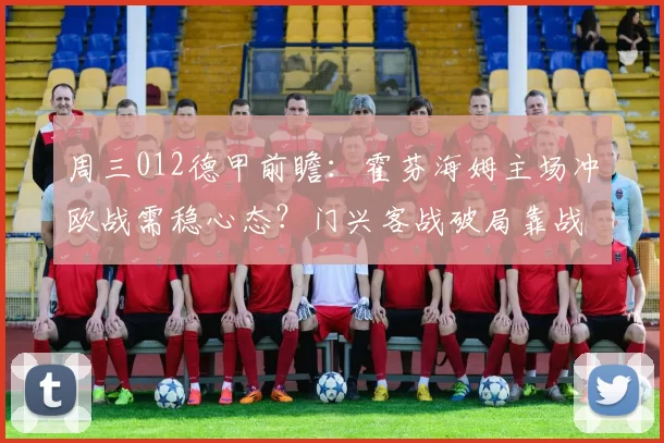 周三012德甲前瞻：霍芬海姆主场冲欧战需稳心态？门兴客战破局靠战术调整